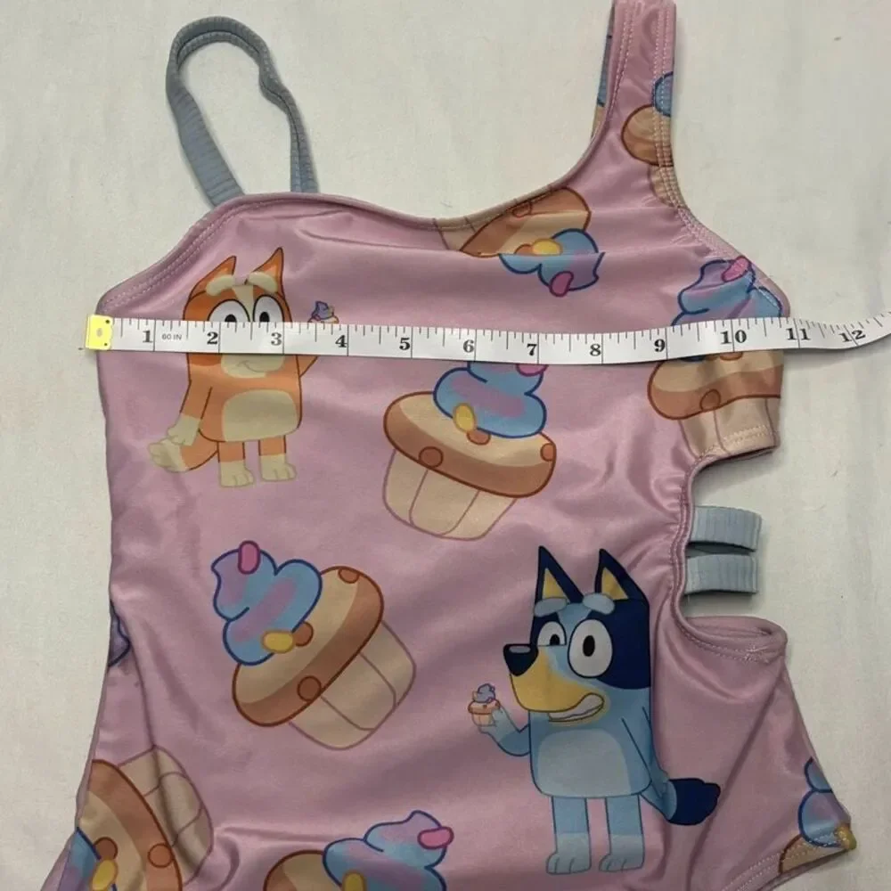 Bluey Pink Cupcake One Piece Swimsuit Size 6/6X | Girls Swimwear